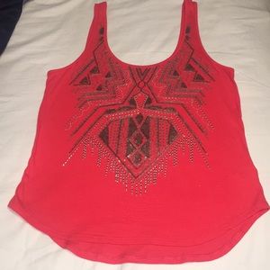 Coral Sequin Sparkly Cotton Tank